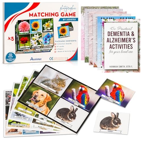 Assistex Matching Game Activity Board Dementia Activities for Seniors Memory Games for Adults with Alzheimers Memory Loss and Alzheimers Activities Matching Card Memory Games for Seniors