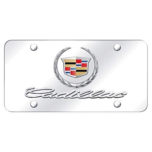 Au-TOMOTIVE GOLD Chrome Wreath Cadillac License Plate Frame Stainless Mirror Steel 3D