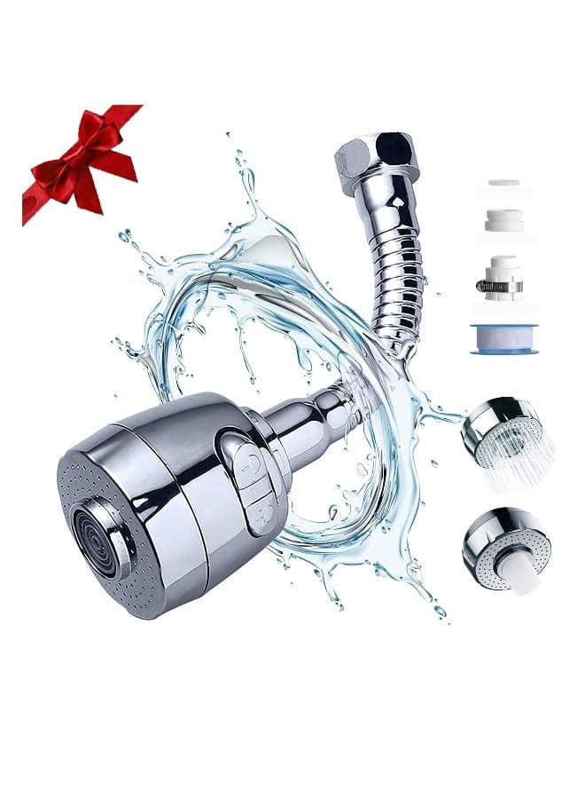 Kitchen Tap Spray Head Faucet Aerator Adapter-360° Swivel Faucet ABS Anti-Splash Faucet Sprayer Head Replacement-Flexible Faucet Sprayer Sink Nozzle Attachment with 2 Modes for Bathroom