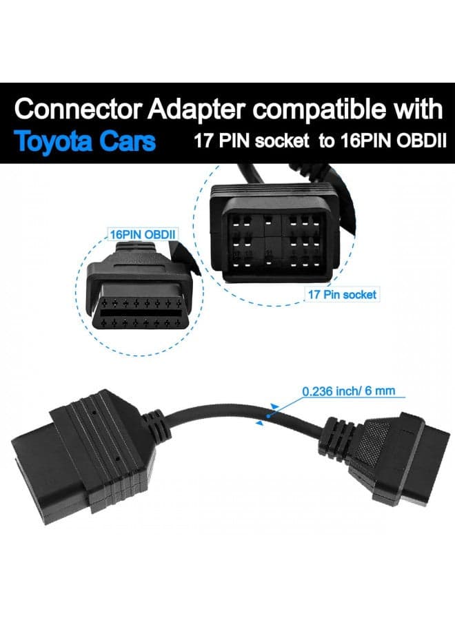 GOLITON 17 Pin to 16 Pin OBD OBDII Adapter Cable Compatible for Toyota Camry Corolla Highlander Prius Diagnostic Adapter Cable