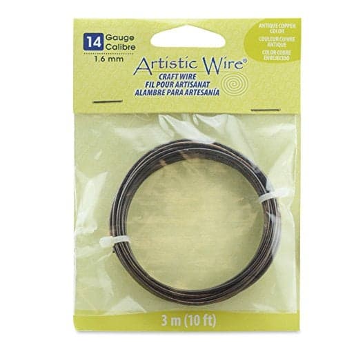 Artistic Wire, 14 Gauge Tarnish Resistant Colored Antique Copper Craft Wire, Antique Brass Color, 10 ft