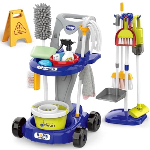 Toddler Cleaning SetKids Cleaning Toy SetNew 29Piece Detachable Kids Cleaning Set for Toddlers Pretend Play Educational Cleaning Carts Blue