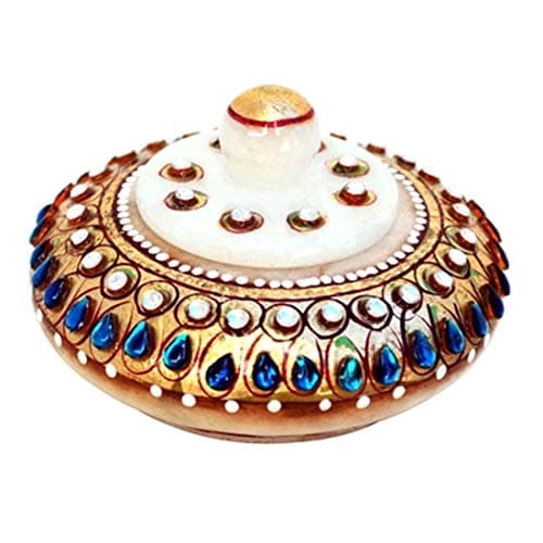 Handicrafts Paradise Marble Sindoor Dani Embellished with Kundan (2 Inch)