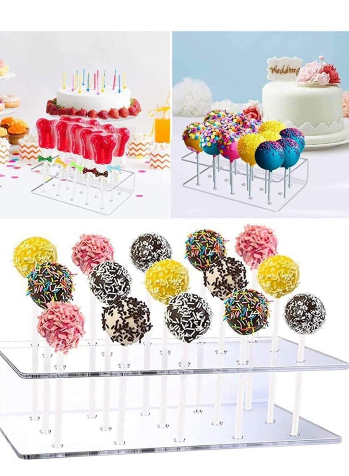 Acrylic Cake Pop Lollipop Display Stand Clear Acrylic Lollipop Holder Jewelry Display Shelf for Wedding Birthday Party, Hole, Storage Organizer, Decoration, Cake, Candy, Large Hole