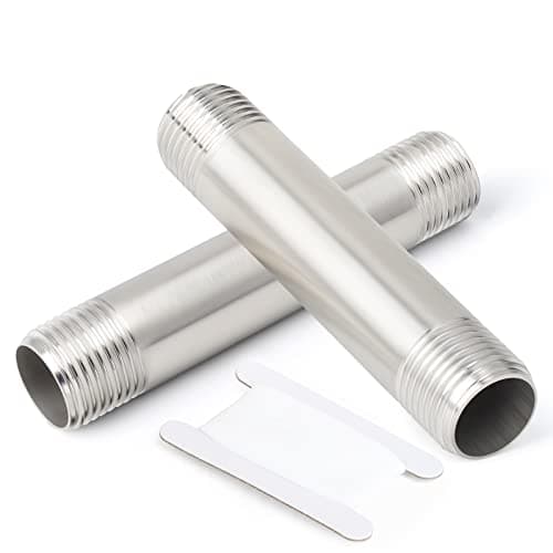 TAISHER 2PCS Stainless Steel Pipe Fittings, 1/2" NPT x 1/2" NPT Male Threaded, 4" Length Nipple Cast Pipe