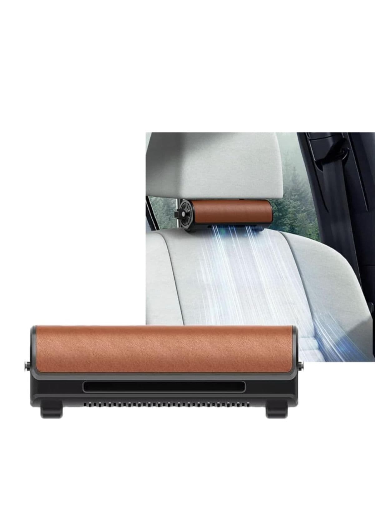 Car Seat Fan for Front Rear Seat Passenger USB Powered and 3 Speeds Strong Cooling Air Fan Adjustable Strap for SUV and RV and Vehicles and Office Seats Brown