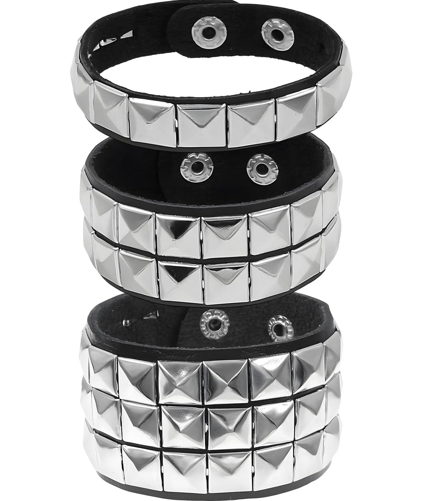 KalamkariX Punk Bracelet, Gothic Style Wristband with Layered Black Square Leather Design, Perfect for Rock Concerts and Gothic Themed Parties, Fashion Statement for Punk Costume Accessories