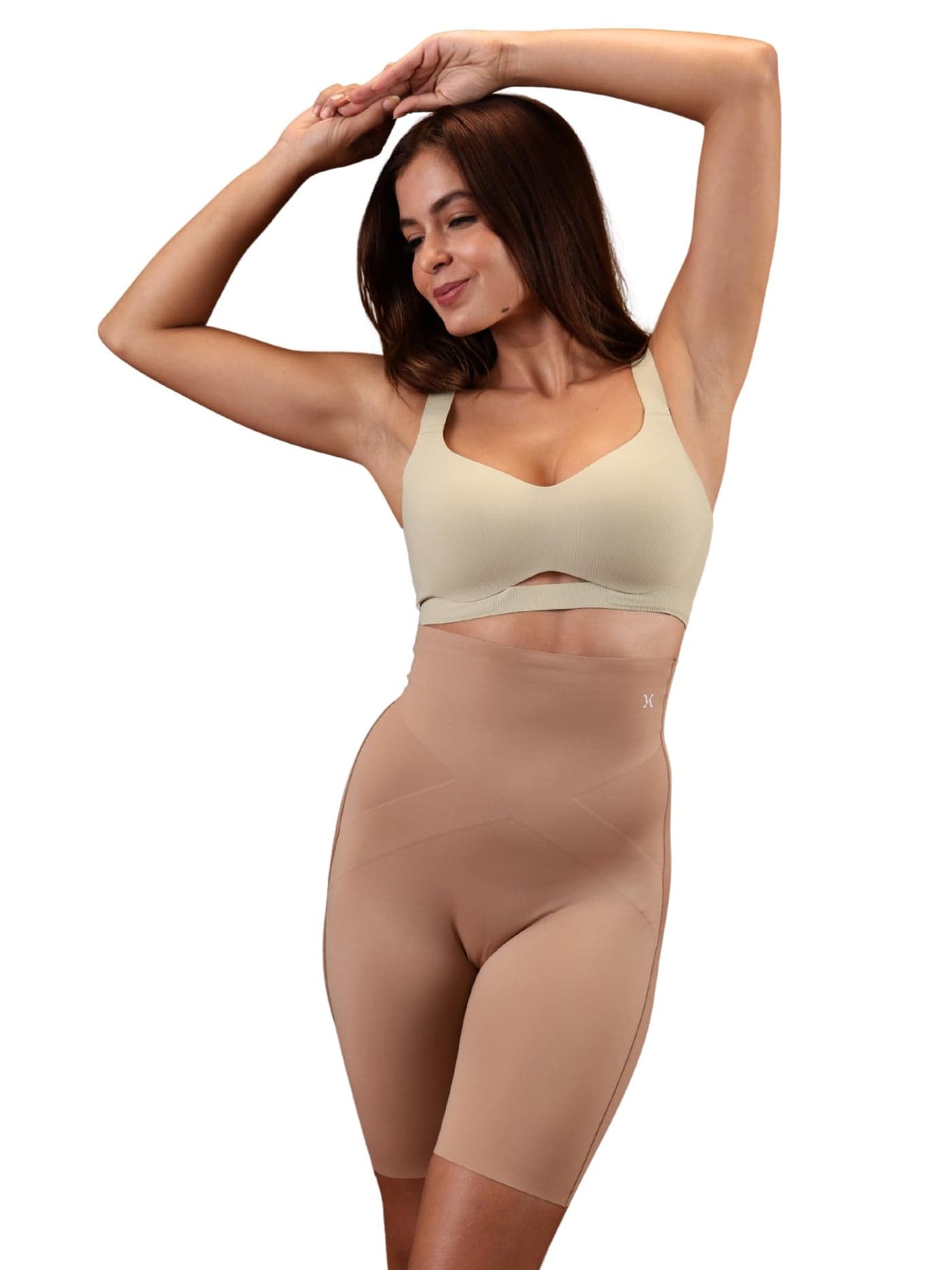 Krvvy Shaper Shorts for Women | Waist, Hip & Thigh Smoothing, Seamless Mid-Thigh Fit | Mocha | 2X-3X