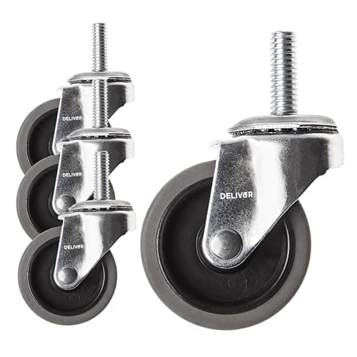 DELIVeR 2 Inch Swivel Caster Wheels Set of 4 80 Lbs Per Caster for Desk Chair Office Chair Stem Casters Replacement Rubber Caster Wheels Metal Threaded Stem 3816 x 1