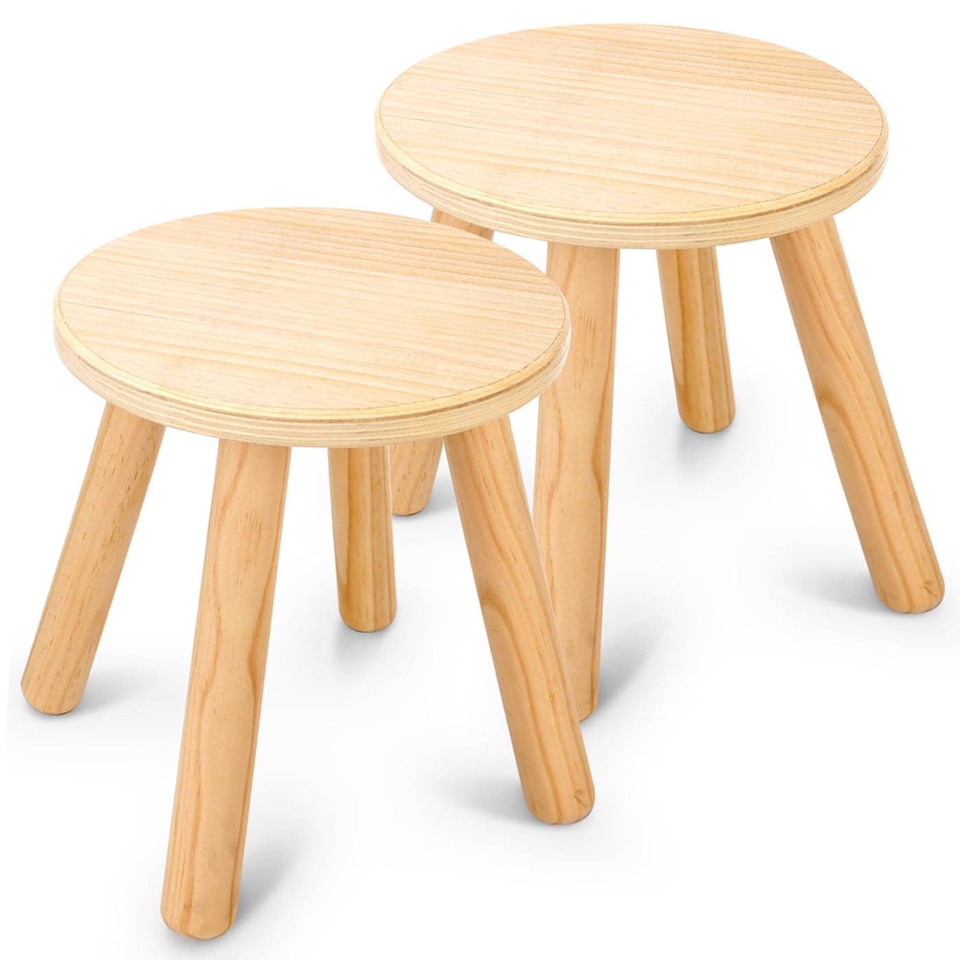 Wingyz Wooden Step Stools for Kids 10 Inch Solid Kids Chairs Perfect Matched Sensory Table MultiPurpose Children Sitting Stool for Playroom Bathroom Natural 2 Pack