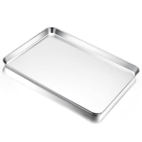 Efar Large Baking Sheet 20x14 Stainless Steel Cookie Sheet Pan for Oven Non Toxic Metal Baking Tray for Cake Cookies Healthy Rust Free Mirror Finish Dishwasher Safe 1 Pack