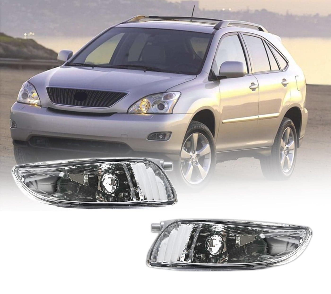 LEVANLIGHT Fog Lights Compatible Lexus RX330 2004 2005 2006/RX350 2007 2008 2009 Fog Lights Lamps Driving Lamps w/Switch/Wiring/Bulb Clear Lens | 81220-0E010 81210-0E010