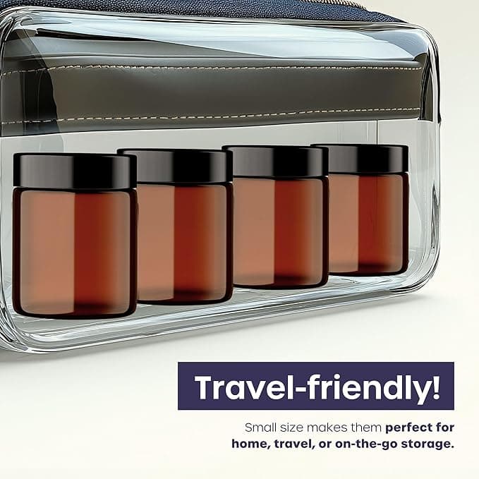 Amber Glass Jars 8 Pack 30ml Glass Jars with Lids Brown Travel Cosmetic Containers with Inner Liner Spatula and Lid Glass Travel Pots with UV Protection for Powder Lotion and Cream
