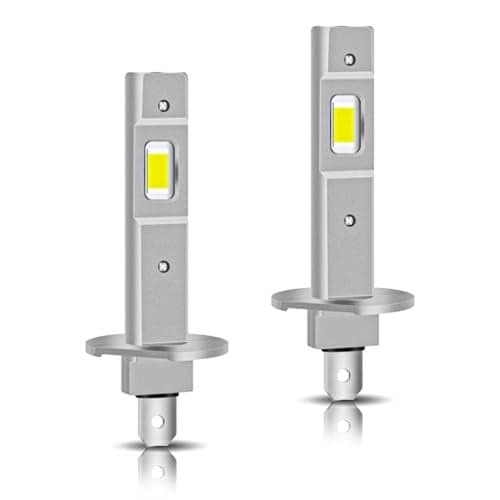 SWQS 2PCS H1 LED Bulb, 1:1 Mini Size Fog Light Bulbs, 800% Brighter 6500K Cool White, Plug and Play, No Adapter Required Interior Lights Dome Map Door License Plate Lights Raplacement, Pack of 2