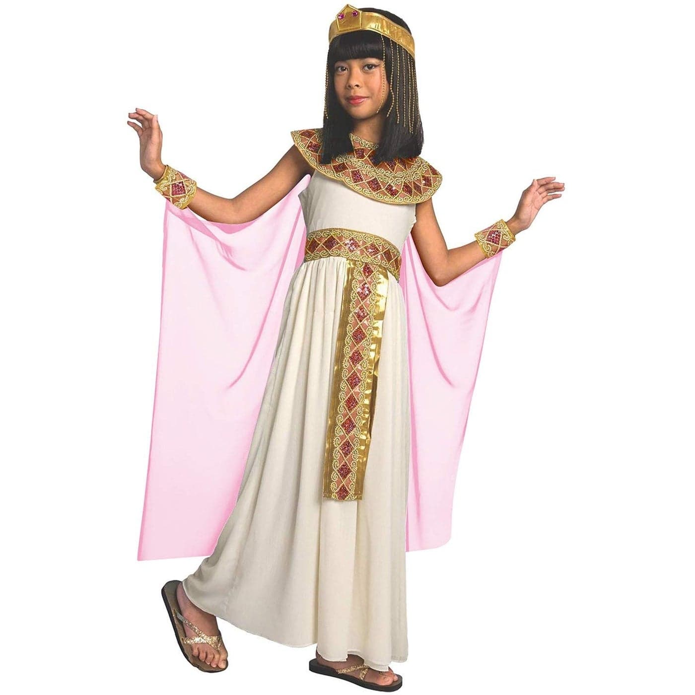 Morph Pink Cleopatra Costume for Girls Egyptian Dress Greek Goddess Outfit for Kids Halloween DressUp Large
