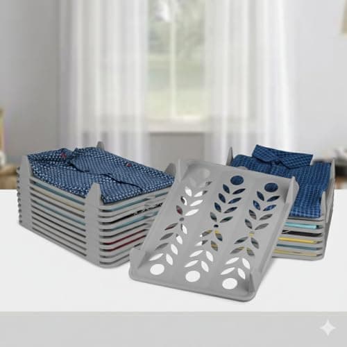 mechdel Effortless Closet Organizer/Shirt Organizer for Men/T Shirt Organizer/Sare Organiser/jeans/pants/iron clothe tray/Folding Board for Shirts/BIG SIZE (GREY, 10PCS)