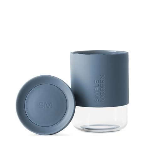 Simple Modern Clarity Cup | Glass Coffee Tumbler with 360° Lid and Silicone Sleeve | Iced Cold Brew and Tea Travel Mug | 12oz, Blue Dune
