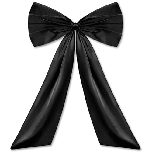 Wavwavw Bow Decor Large Bow for Room, Coquette Giant Ribbon Tie for Birthday Party Backdrop Wall Decor(Black,24 x 36 Inches)