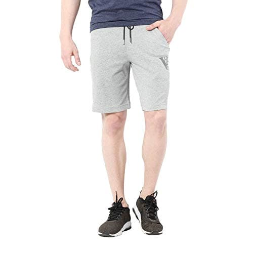 Van Heusen Athleisure Men Knit Shorts - Cotton Rich - Smart Tech, Easy Stain Release, Anti Stat, Ultra Soft, Quick Dry_50002_Grey Melange_L