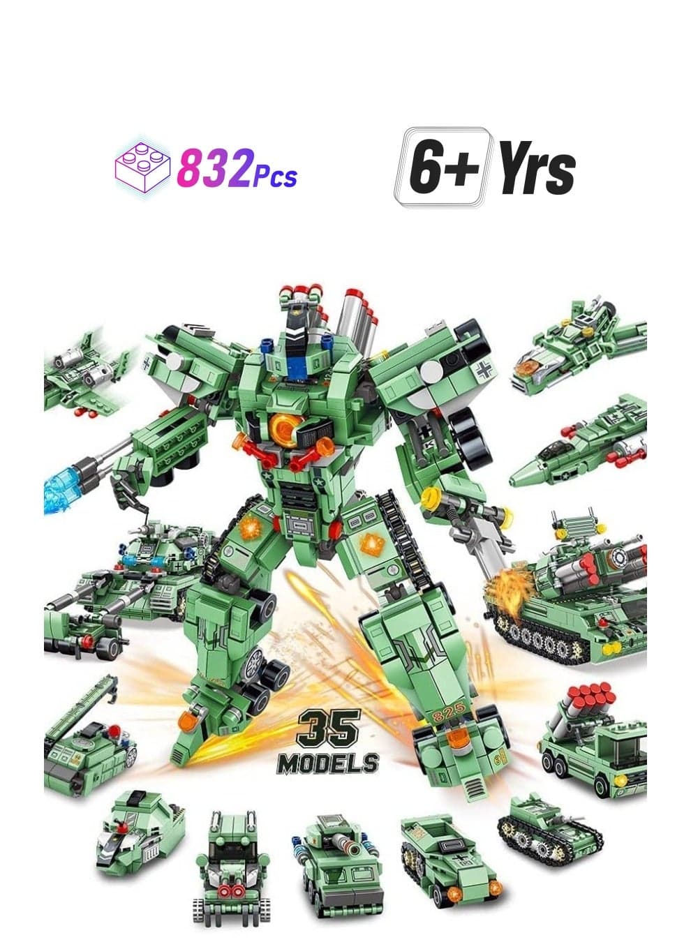 Robot Building Kit for Kids 35 in 1 Blocks Erector Sets Boys Engineering Educational Construction Toys 832 Pcs Projects Multifunctional Gift