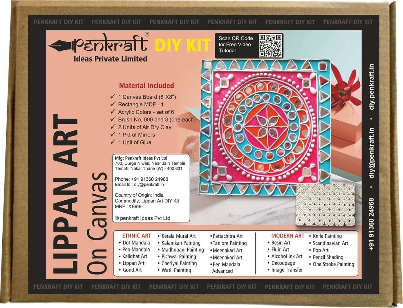 Penkraft Lippan Art On Canvas Diy Kit Free Video Tutorial Multicolor