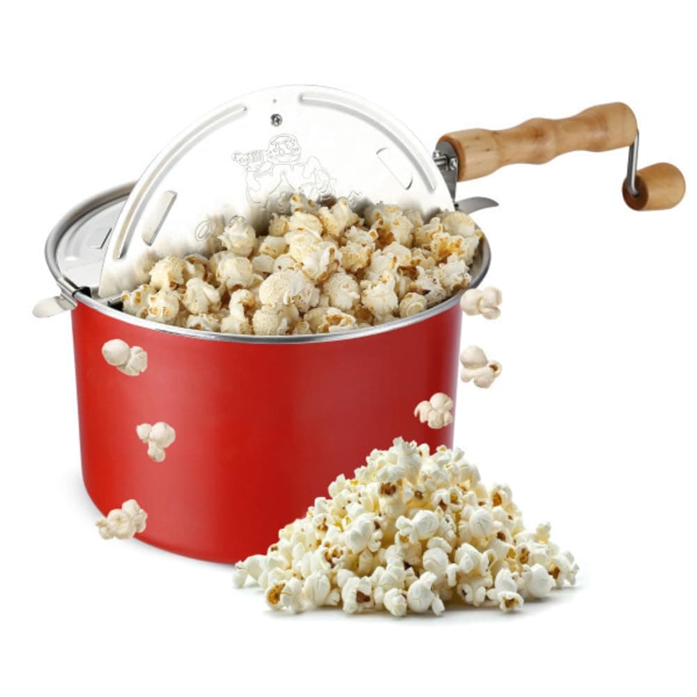 Stovetop Popcorn Maker 65Quart StainlessSteel Popcorn Popper with a Hand Crank Vented Lid