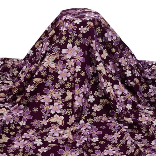 FINGERINSPIRE Purple Japanese Printed Fabric 394x59Inch Japanese Style Fat Quarters Bundles Fabric Sakura Printed Cotton Sewing Fabrics for Kimono Cheongsam CurtainButterflyHot Stamping