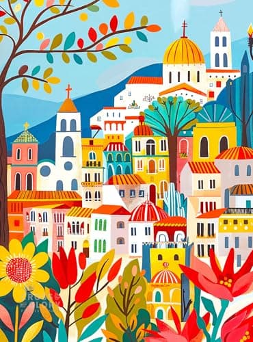 Cross Glory Charming Barcelona in Bloom 1000 Piece Jigsaw Puzzle for Adults Colorful Floral Folk Art Puzzle for Barcelona Lovers and Art Enthusiasts