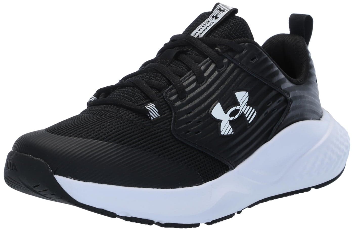 Under Armour Men's Charged Commit Trainer 4, (001) Black/White/White, 12, US