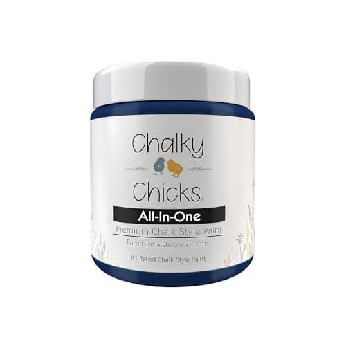 Chalky Chicks All-in-One Chalk Paint for Furniture or Cabinet - 16 Fl Oz - Matte Finish DC Blue Navy Blue for Metal, Wood Furniture Paint - No Sanding All-in-One for Home Decor & Crafts, USA Made