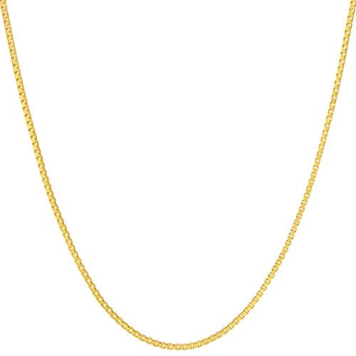 LIFETIME JEWELRY 1.4mm Box Chain Necklace for Women and Men 24k Real Gold Plated (22 inches, Gold)