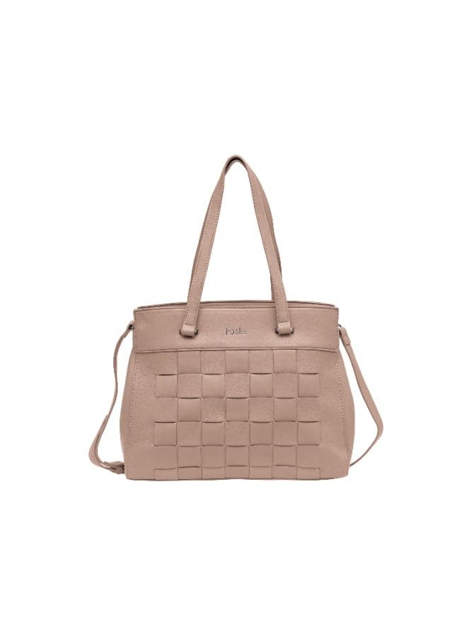 FOSKA Women's Tote Bag with Detachable Strap, Premium Design Synthetic Material Handbag with Polyester Lining, Spacious Carry Bag for Work, Travel & Daily Essentials, Pink (308256)