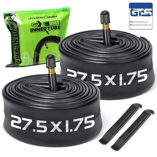 Hydencamm 2 Pack 27.5 Inch x 1.75/1.95/2.10/2.125 Bike Tubes with 32mm Schrader Valve, 27.5 Bike Tube with 2PCS Levers, Bike Tube 27.5 x 2.10 Compatible with MTB and Cruisers, City Bikes, Road Bikes