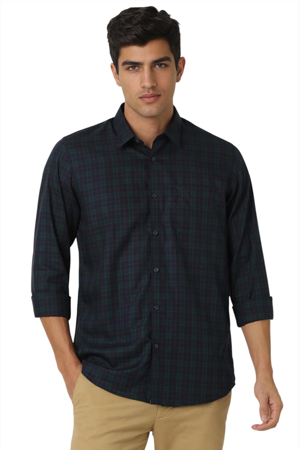 Peter England Men Cotton Slim Fit Shirt (PCSFTSLPK94446_Navy, 39