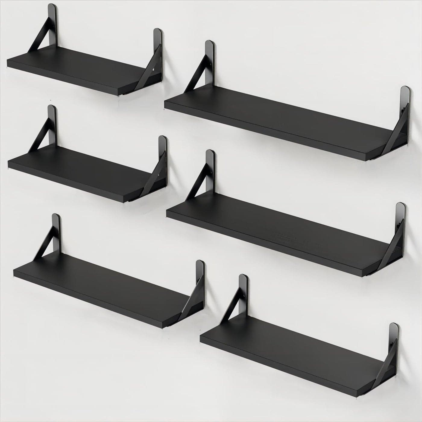 Pipishell Floating Shelves Set of 6 Wood Floating Shelves for Wall Decor Rustic Farmhouse Wall Shelves for Bedroom Bathroom Shelves for Wall Storage Book Shelves for Living Room