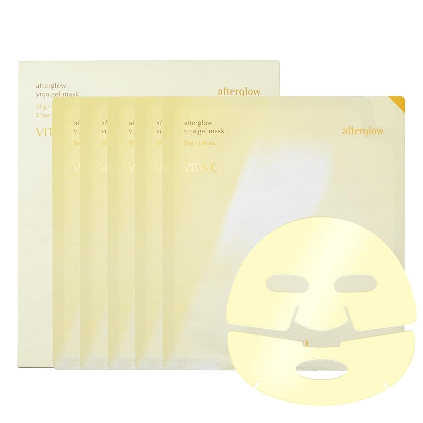 Afterglow Yuja Gel Mask 41 Pack Vitamin C Hydrogel Mask Radiance Overnight Mask Luminosity Enhancing Formula Dark Spot Tone Correction Korean Skin Care