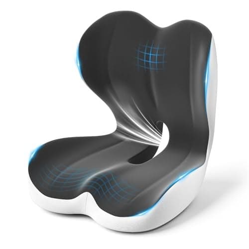 YLSCOO Seat Cushion, Memory Foam Car Seat Cushion with L-Shaped Ergonomic Design, Tailbone Pain & Sciatica Pain Relief Cushion for Office Chair, Car, Truck Drivers, Long Work Sessions and Wheelchair