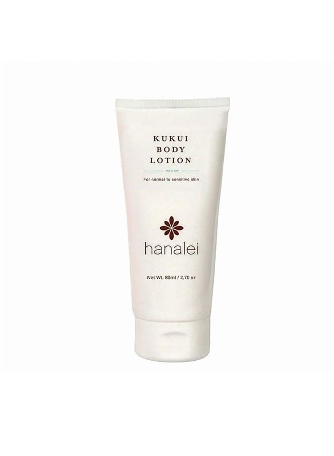 Cruelty-Free and Paraben-Free Kukui Body Lotion by Hanalei – Dye-Free Moisturizer with Kukui Nut Oil, Shea Butter, and Jojoba Oil – Made in USA – Travel Size (80 ml)