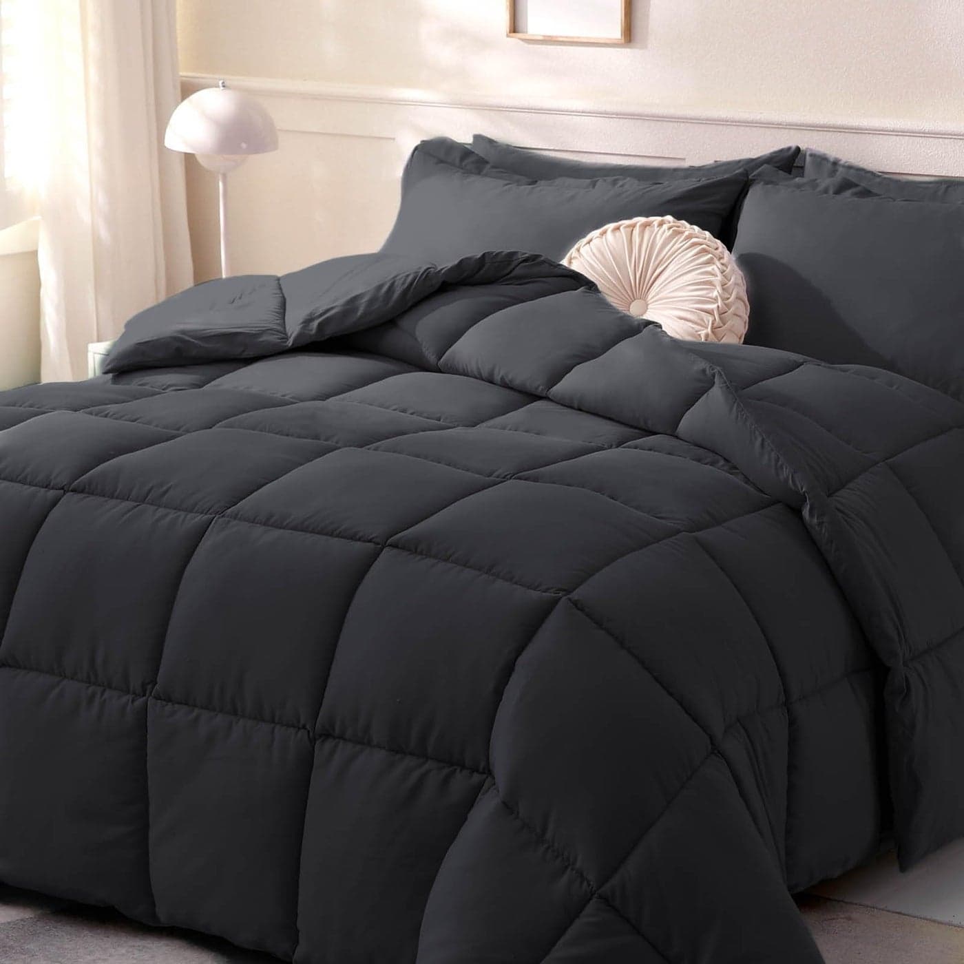 DOWNCOOL Comforters King Size Duvet InsertWhite All Season Lightweight Quilt Down Alternative Hotel Comforter with Corner Tabs White King 102x90 Inches
