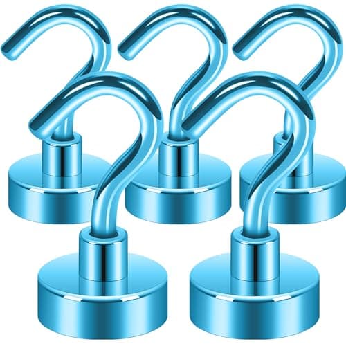 Neosmuk Magnetic Hooks, Cruise Ship Essentials, 30lb+ Heavy Duty Magnetic Hooks for Cruise Cabins, Refrigerator, Grill, Hanging, and Travel | Extra Strong Must-Haves Magnet Hook,RoyalBlue,5 Pack
