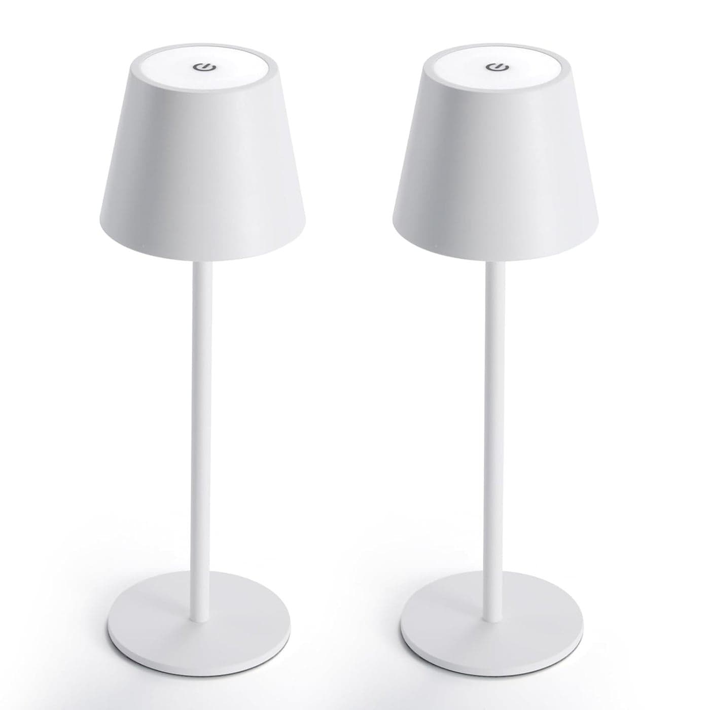 Maksone 2 Pack LED Cordless Table Lamp 6600mWh Rechargeable Battery Desk Lamp 3000K Stepless Dimming Night Light IP54 Waterproof Metal Outdoor Portable Lamp for Camping Restaurant White