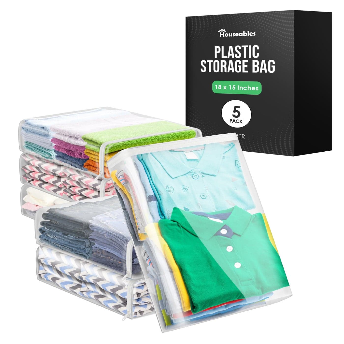 Clothes Storage Bag, Sweater Bags, Clear Storage Bags, Sweater Storage Bags, Plastic Storage Bags For Clothes, Sweater Bags Moth Proof, Clear Storage Bags With Zipper, Sheet Storage Bags, 18x15, 5 PK