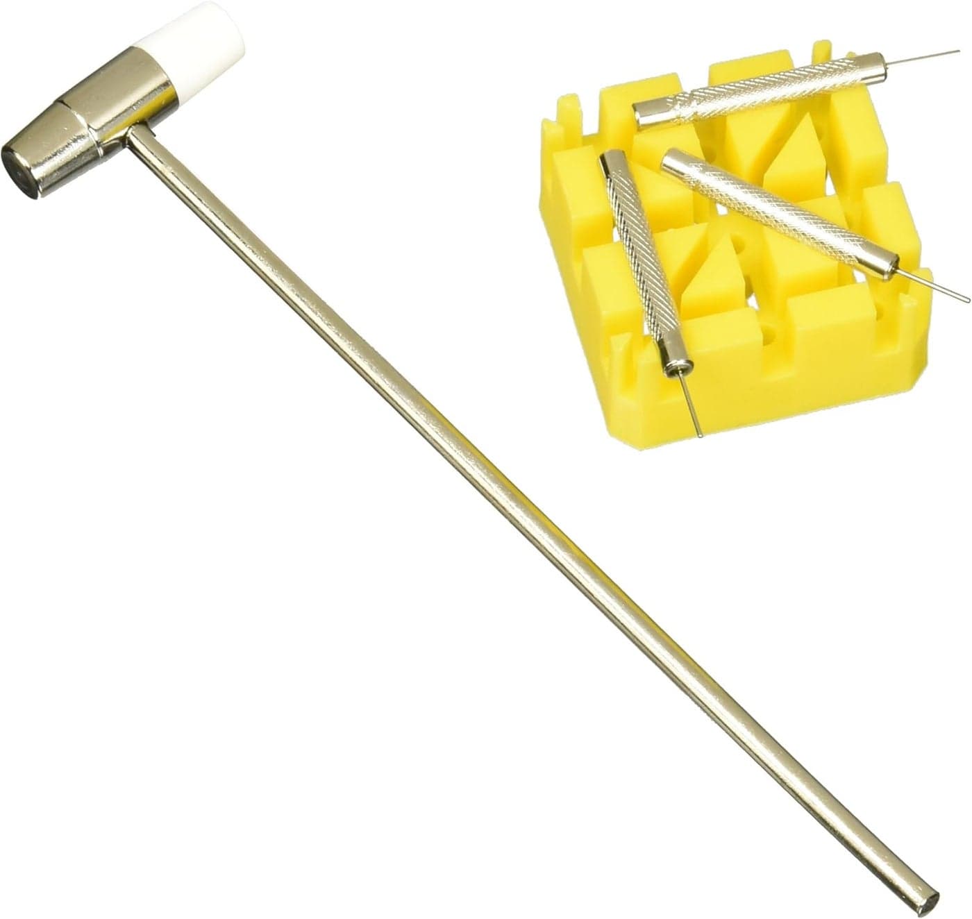 SE JT6218 5Piece Watch Band Link Remover Kit Includes Dual Head Hammer Band Holder Pin Punches 08 09 10mm for DIY Watch Adjustments and Repairs