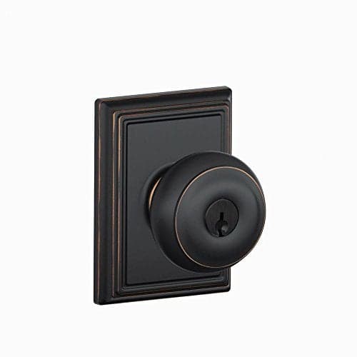 SCHLAGE F51A GEO 716 ADD Georgian Knob with Addison Trim Keyed Entry Lock Aged Bronze