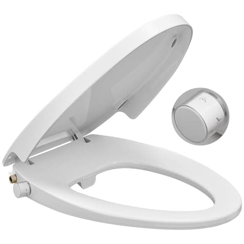 BDJM Bidet Toilet Seat,Non-Electric Quiet-Close,Fit Elongated Toilet Seat,Adjustable Water Pressure and Self-Cleaning Dual Nozzles