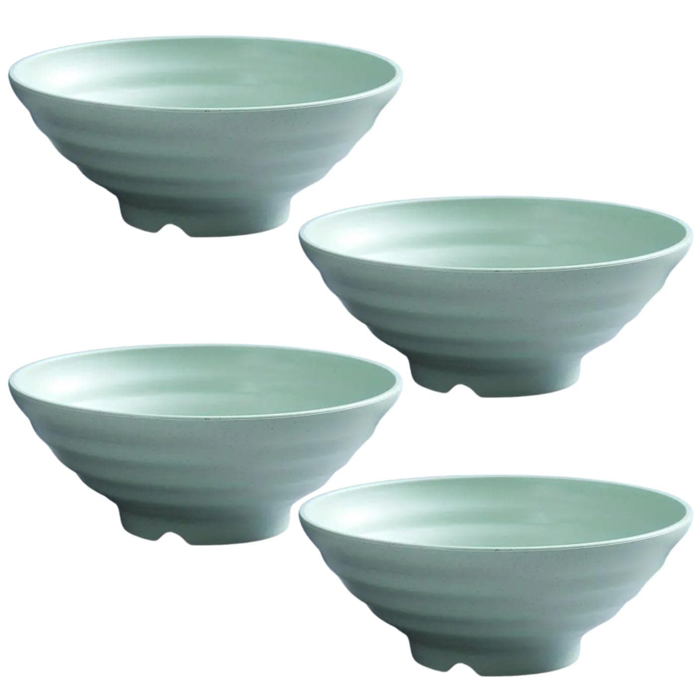 Swilak Ramen Round Bowls Essential Kitchenware for Asian Cuisine at Home Kitchen Dining or Hotel Tableware Rice Soup Bowl Creative Instant Noodles Container Bowl Eco Friendly 25 CM_Green_4 Pcs