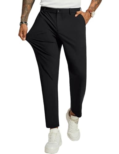PJ PAUL JONES Men's Black Golf Joggers Pants with Zipper Pockets Stretch Sweatpants Slim Fit Track Pants Joggers for Men Work Black M