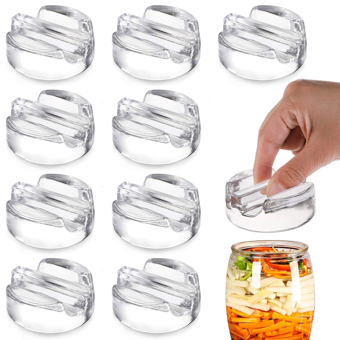 TOPZEA 9 Pack Fermentation Glass Weights with Easy Grip Handle for Wide Mouth Mason Jar Canning Pickling Jars Glass Fermentation Weights Fermenting Kit for Sauerkraut Kimchi and More