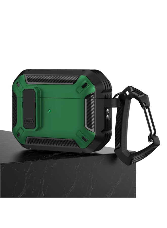 Case Cover For AirPods Pro 2 Shield Shockproof Earphone Protective Case with Hook Black Green