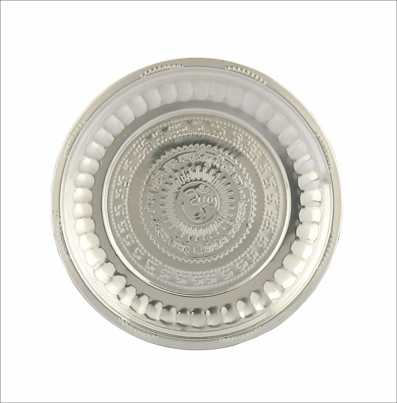 Silverglow Om Pooja Plate Silver Plated Puja Thali Festival Ethnic Puja Aarti Set Diwali Office Mandir Wedding Return Gift